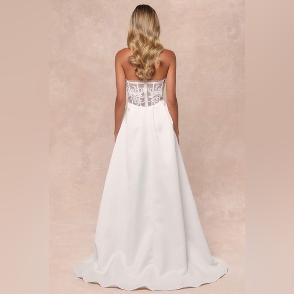 LULU’S Eternal Gratitude White Floral Embroidered Strapless Maxi Dress - Picture 3 of 5